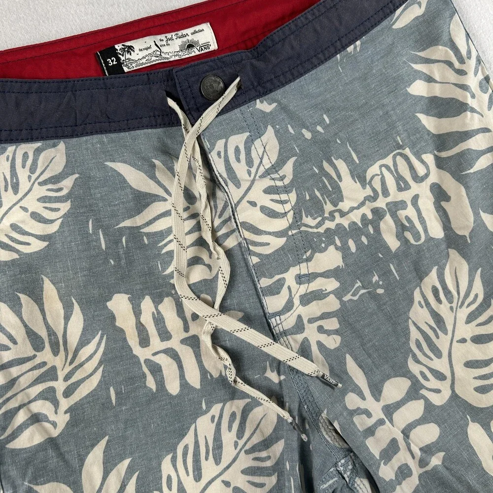 Vans Swim Trunks Mens 32 Blue Tropical Leaf Joel Tudor Board Shorts Pockets